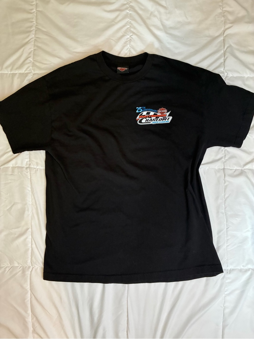Harley Davidson Graphic Tee Charlotte 25th Anniversary Size XL 100% Cotton